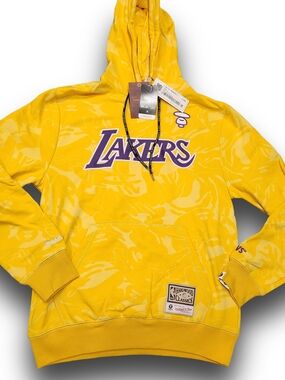 AAPE by A Bathing Ape x Mitchell & Ness LA Lakers Yellow Camo Hoodie